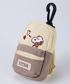 バッグ（鞄） スヌーピー SNOOPY PEANUTS バックパックデザイン カラビナ付 ポーチ イヤホン 小物入れ 小物 ウッドストック キャラクター (アクアカルダ)
