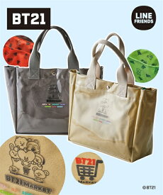【期間限定SALE 当店通常価格から32%OFF】バッグ（鞄） BT21 クリアカバー付 裏地プリント キャンバス トートバッグ CHIMMY COOKY KOYA MANG RJ SHOOKY TATA (アクアカルダ 送料無料)