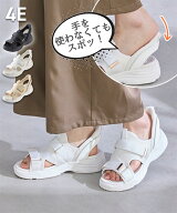 サンダル 靴 4E 幅広 ゆったり ワイド 大きいサイズ レディース 着脱イージー サッと履ける ストラップデ…