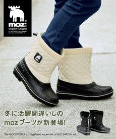 ブーツ 靴 moz モズ 内側エコファー 防水 ショートブーツ 防寒 あったか へらじか 2E EE（アクアカルダ）