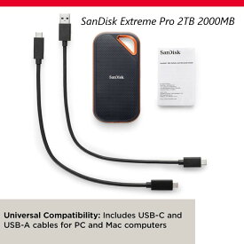 Sandisk SSD 外付け 2TB 2000MB エクストリーム プロ ポータブル ソリッドステートドライブ 読出し速度 2000MB/秒 USB 3.2 Gen 2x2 対応 データ復旧ソフト SDSSDE81-2T00-G25 サンディスク SanDisk sandisk 携帯用 据置 大容量SDSSDE81-2T00 extreme Pro portable 新世代