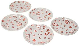 送料無料！5枚セット ピンク ニャン吉 猫 8cm 小皿 おやつ 陶器 日本製 ネコ ACSWEBSHOPオリジナル