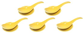 黄色 アウトレット スプーンレンゲ 受皿セット 5本セット 業務用 れんげ 陶器