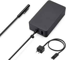 Surface Pro3/4/5/6/7/X/8 充電器 65W 電源アダプター 多用途充電アダプター　5V 1A USBポート付き　モバイル端末 同時充電対応 Surface book 、Surface Laptop4/3/2/1、Surface Go3/2/1も充電対応可　44W、36W、24Wにも対応　非純正