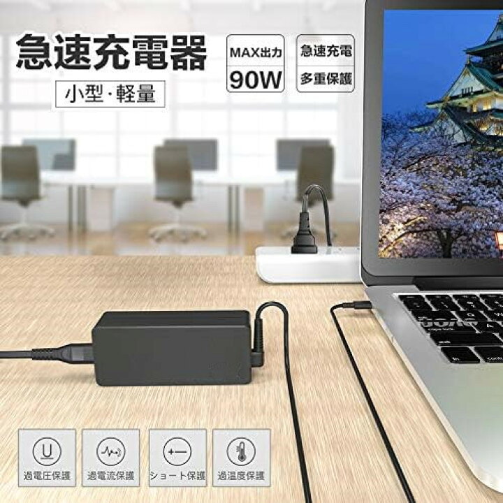 楽天市場】90W USB Type-C AC アダプター 交換用充電器 -電源アダプタ 