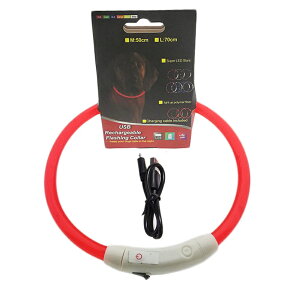 PETLIFE 犬用 首輪 安全を守る 犬 散歩 光る LED発光首輪 USB充電式 視認距離500m サイズ自由調整可能 日常防水 軽い 3つ発光モード ペット犬猫用 夜のお散歩に 安全対策 事故防止 安全首輪 小/中/