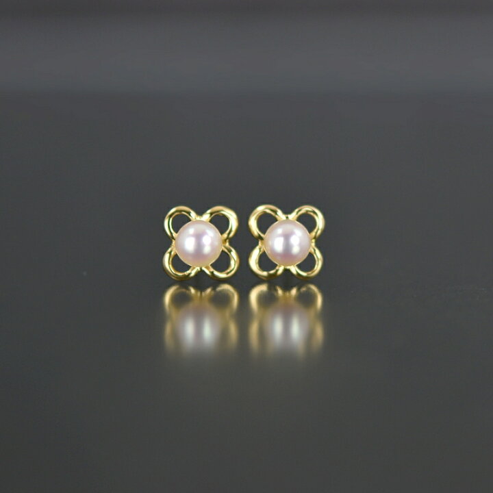 楽天市場】ミキモト パールピアス 真珠 4.1mm フラワーモチーフ K18YG  