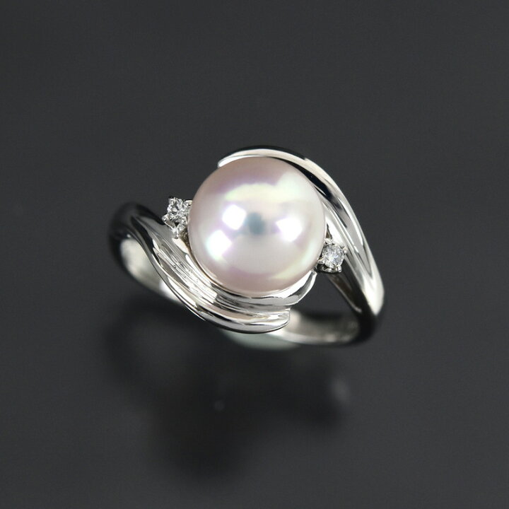 楽天市場】パールリング 一粒 真珠 指輪 8.2mm ダイヤモンド 0.02ct 