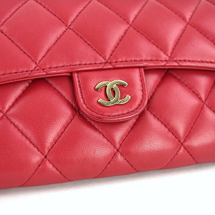 楽天市場】シャネル 長財布 レッド系 ラムスキン クラシックロング  