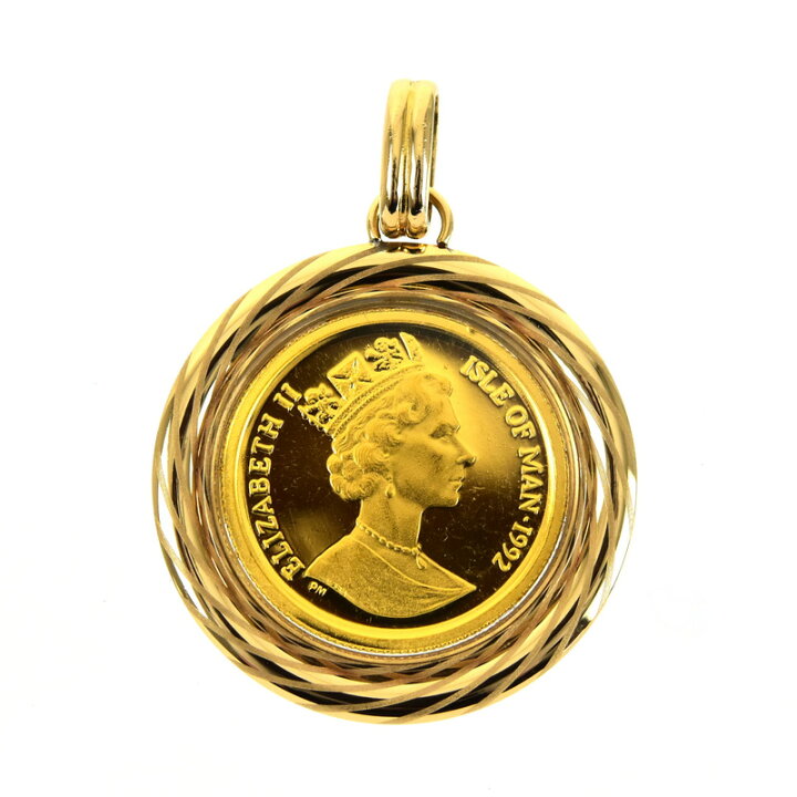 楽天市場】マン島キャットコイン ペンダントトップ K24×K18 キャット  