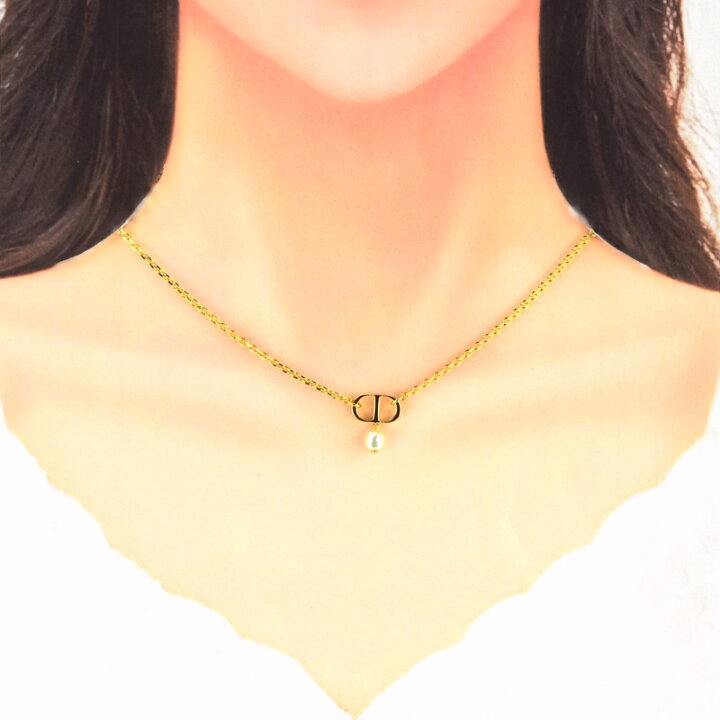 楽天市場】ディオール プチCD ネックレス ゴールドトーンメタル  