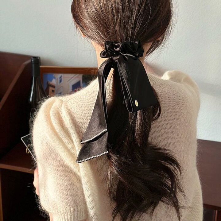 楽天市場】シュシュ ヘアゴム 大人っぽい シンプル かわいい リボン 