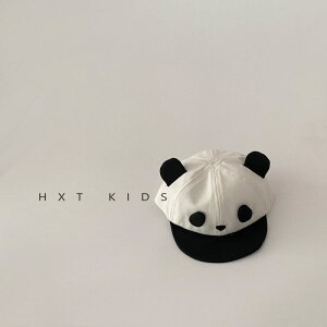 一部即納 パンダ ぱんだ panda 日除け付キッズ キャップ 帽子 子供 子ども ベビー 赤ちゃん 1歳 2歳 3歳 日よけ UV対策 紫外線対策 北欧 シンプル 韓国 かわいい キュート 調節 紐 コットン