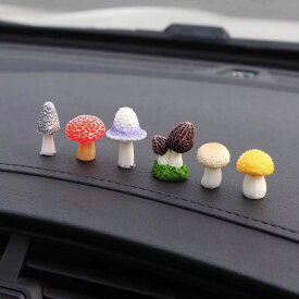 車飾り 可愛い 6/7個セット 両面テープ付き カーアクセサリー 車内装飾 インテリアー 車飾り 置物 ホワイト バイク 自転車 装飾 おしゃれ 飾り物 樹脂製 ミニサイズ 可愛い 贈り物 プレゼント キノコ きのこ