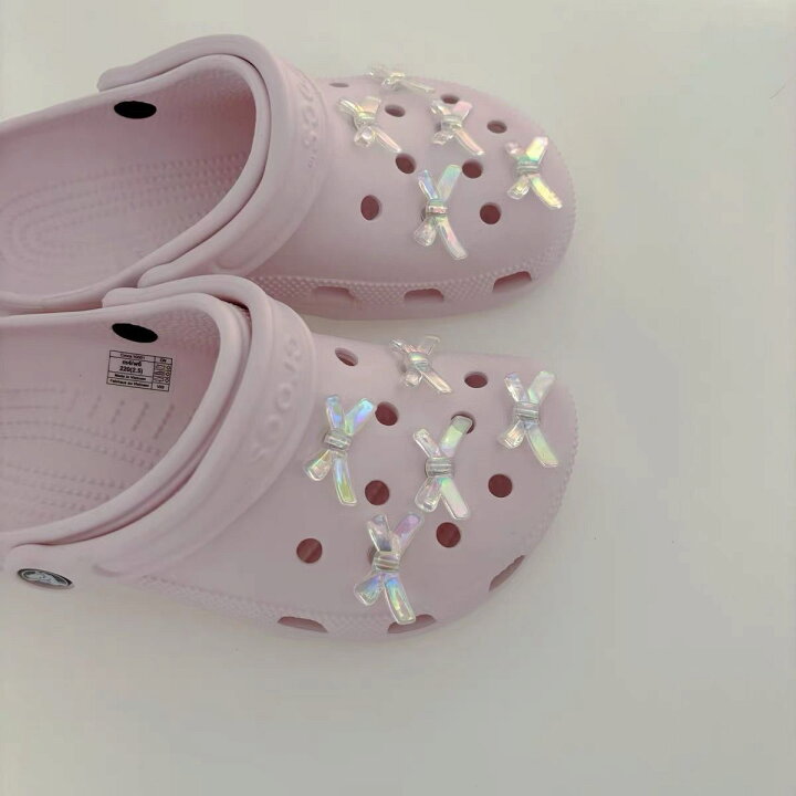 ジビッツ 花 リボン ピンク かわいい 韓国 クロックス 