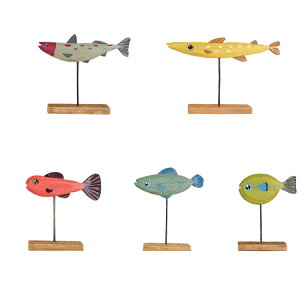 5点セット オブジェ 置物 木彫り 魚 木製 工芸品 モデル 置物 インテリア 雑貨 家の装飾 プレゼント ギフト 木製品 装飾 卓上 部屋 デコレーション 撮影道具