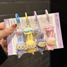一部即納 Labubu ラブブ バッグチャーム キーホルダー マスコット キーチェーン アクセサリー ぬいぐるみ うさぎ 着ぐるみ キャラクター カラフル 可愛い 人気 グッズ 推し活 プレゼント ギフト 小物 カバン飾り バッグ飾り ファッション雑貨 全6色