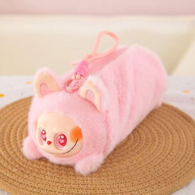 Labubu ラブブ ぬいぐるみ ペンケース 筆入れ 文具入れ キャラポーチ 立体うさ耳 可愛い 動物デザイン ふわもこ 収納ケース 小学生 中学生 高校生 女の子 グッズ 新学期準備 推し活雑貨 便利アイテム