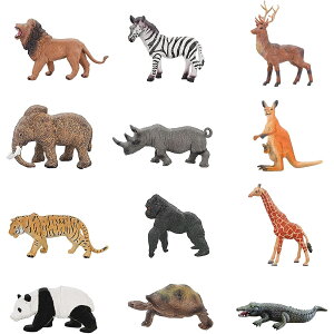 動物 フィギュアセット 12個 野生動物 模型 子供用 おもちゃ 収納ボックス付き DIY