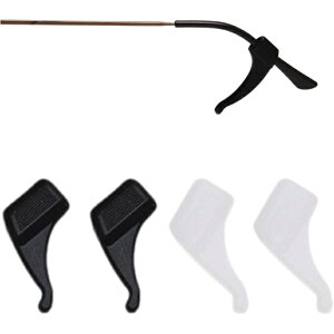 メガネ固定 滑り止め 耳フック シリコン製 ホワイト2ペア+ブラック2ペア