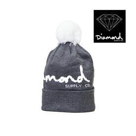 DIAMOND SUPPLY CO. ダイヤモンド サプライ ビーニー OG SCRIPT POM BEANIE CHARCOAL/WHITE