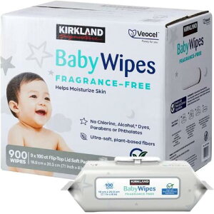 カークランドシグネチャー 赤ちゃん用 おしりふき 100枚 おしりふき ベビーワイプ 18×20cm ケース入数 900枚入 (100枚入×9パック) 大容量 Kirkland Signature Baby Wipes 900CT COSTCO