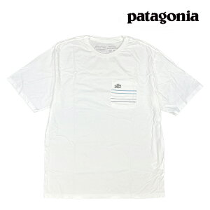 PATAGONIA �p�^�S�j�A ���C�� ���S ���b�W �X�g���C�v �I�[�K�j�b�N �|�P�b�g T�V���c LINE LOGO RIDGE STRIPE ORGANIC POCKET TEE WHI WHITE 37587