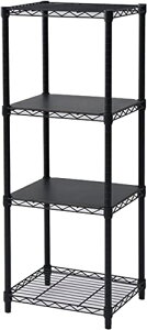 山善(YAMAZEN) ラック スチールラック本体 棚 4段 ミドルタイプ 収納棚 シェルフ ブラック 45×39×121cm 木製棚板 送料無料