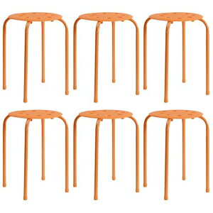 VECELO 丸イス パイプ椅子 6脚セット 幅30X奥行30X高さ45cm スタッキング シンプル 軽量 携帯便利 積み重ね スツール 送料無料