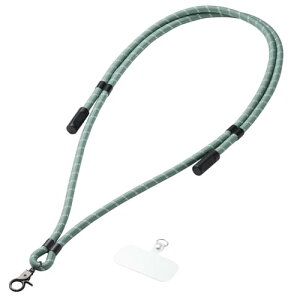 エレコム スマホショルダー ショルダーストラップ 充電可 USB Type-C ケーブル ストラップホールシート付属 グリーンストライプ 送料無料