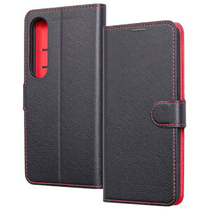 レイ・アウト Xperia 1 VII Like standard 耐衝撃 マグネットベルト シンプル 手帳型レザーケース/ブラック_レ 送料無料