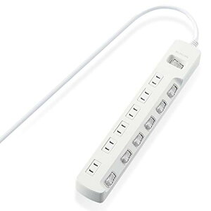 エレコム 電源タップ 一括&個別スイッチ 省エネ スイングプラグ 6個口 3m ホワイト T-E7A-2630WH 送料無料