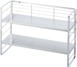 下村企販 高さ調節できる キッチンラック 幅58cm 【日本製】 収納ラック 棚2段 デッドスペース活用 調味料 鍋 オイルポット シン 送料無料