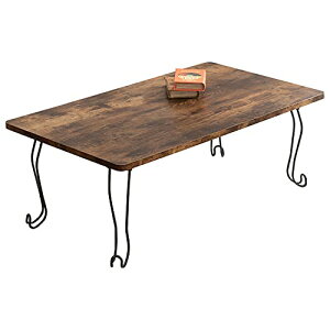 萩原(Hagihara) ローテーブル センターテーブル テーブル 机 【木目調天板×スチール製猫脚】 折りたたみ 完成品 軽量 可愛い 送料無料