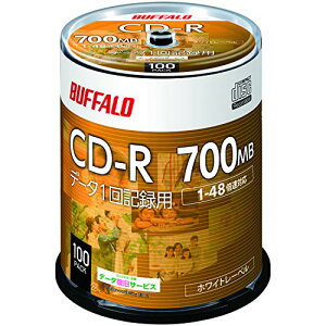 �o�b�t�@���[ �f�[�^�p CD-R 1��L�^�p 700MB 100�� �X�s���h�� 1-48�{�� �z���C�g���[�x�� RO-CR07D-100PW/