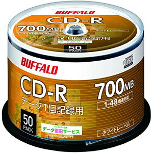 �o�b�t�@���[ �f�[�^�p CD-R 1��L�^�p 700MB 50�� �X�s���h�� 1-48�{�� �z���C�g���[�x�� RO-CR07D-050PW/N