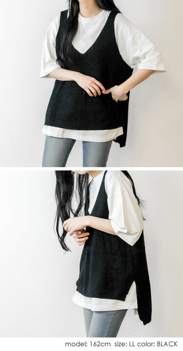 楽天市場】M/L/LL/3L/4L Vネックニットベスト n-0011 ニットベスト 
