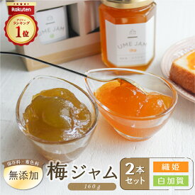 【送料無料】《レビュー★4.67》梅ジャム 食べ比べ 2本セット (160g×2種) 《mybest月間アワード獲得》ジャム お試し 着色料無添加 保存料無添加 ゲル化剤無添加 香料無添加 安定剤無添加 国産 梅 無農薬 無肥料 安心 安全 贈答 ギフト 送料無料