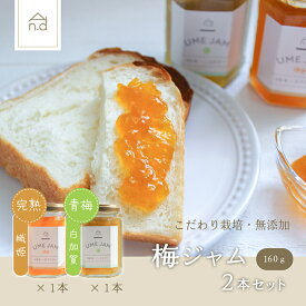 【ポイント3倍・送料無料】梅ジャム 2本セット (160g×2種) 無添加 国産 梅 無農薬 無肥料 安心 おりひめ しらかが おいしい 贈答