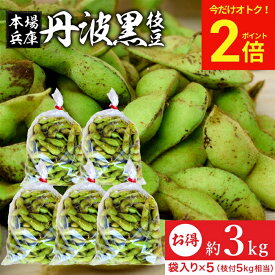 ＼早割★ポイント2倍／ 予約 2026年度産 令和8年 丹波黒の枝豆 3kg 袋入り（600g×5） 送料無料 超破格 丹波黒 黒枝豆 枝豆 兵庫県産 えだまめ 黒豆 京都 篠山 丹波 ささやま たんば 京丹波 甘み もっちり旨い 最高級枝豆 エダマメ ギフト