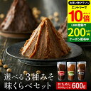 【エントリーでP10倍】＼お得クーポンも配布中／1000円ぽっきり 楽天味噌ランキング1位受賞 お試し 選べる 蔵元の3種みそ味比べセット 600g(300g×2袋) 送料無料 味噌 みそ 味噌汁 スープ 天然醸造 国産 大豆 100% 1000円ポッキリ（米こうじ・赤だし・黒大豆 から選べる）