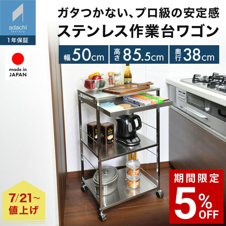 楽天市場】【7月21日より価格改定｜23,100円】ステンレス作業台ワゴン 