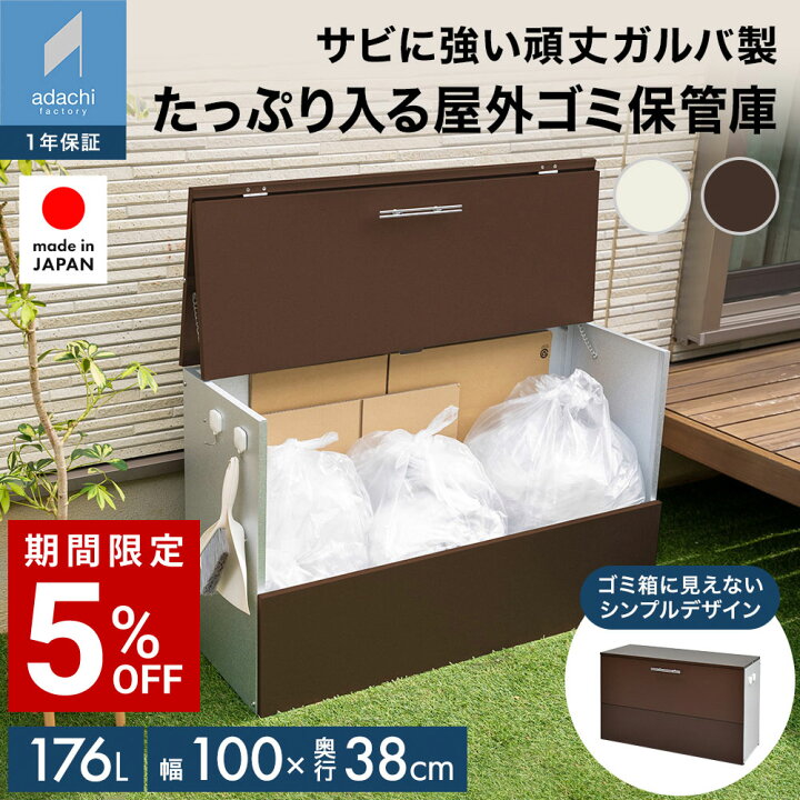 楽天市場】ガルバ使用ゴミ保管庫 幅100奥行38 屋外 ゴミ箱 ダンボール 