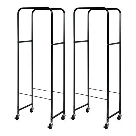 薄型タイヤラック SUV/RV車用 カバー付 紫外線 劣化防止 4本収納 2個組 2段式 スリムタイプ キャスター付き ストッパー付 幅28・外径80cmまで対応 耐荷重50kg スチール 保管 ブラック 日本製 0990