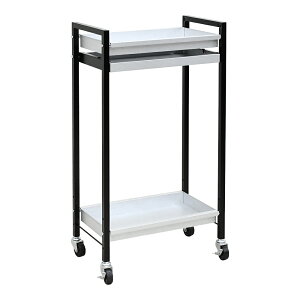 【足立製作所公式店】キャスター付き 取手付き 引出し付きトレーワゴン 2段 トレイ 取り外し 収納ラック マルチワゴン ハンドル付き サイドワゴン 隙間収納 キッチンワゴン 日本製 2482