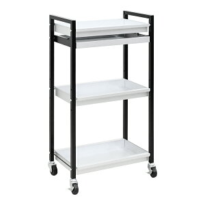 【足立製作所公式店】キャスター付き 取手付き 引出し付きトレーワゴン 3段 トレイ 取り外し 収納ラック マルチワゴン ハンドル付き サイドワゴン 隙間収納 キッチンワゴン 日本製 2483