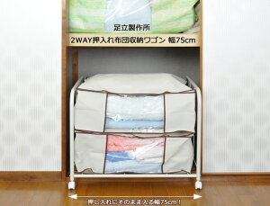 楽天市場 クローゼット 押入れ 2way押入れ布団収納ワゴン 足立製作所