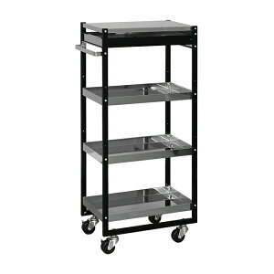 【足立製作所公式店】引出し付きコンパクトワゴン 4段 キッチンワゴン キッチン作業台 ステンレスラック ステンレス ワゴン キャスター付き すき間収納 省スペース ランドリー キッチン収