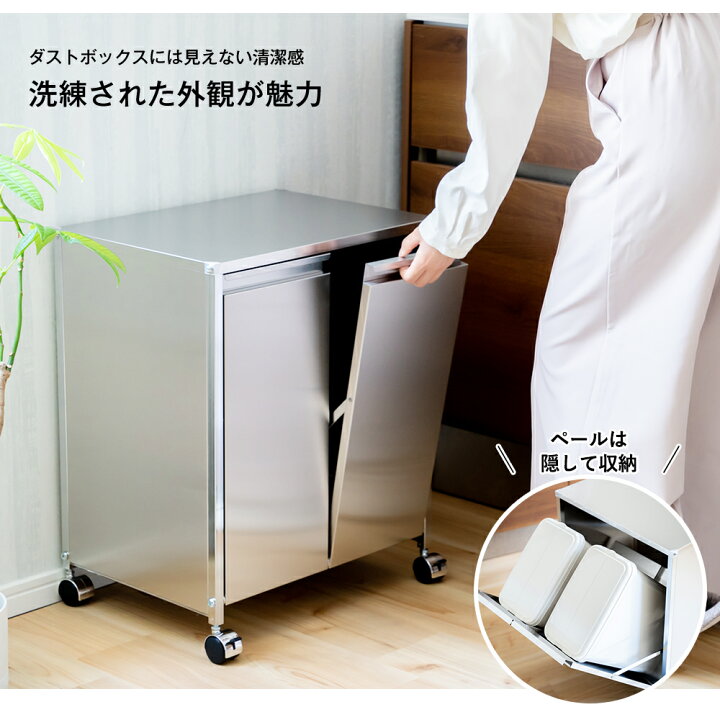 楽天市場】2way ステンレス ダストボックス 28l シンク下 2分別 ゴミ箱 