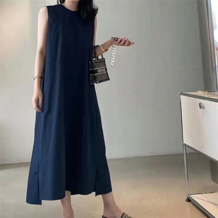 楽天市場】ワンピース ロングワンピース ノースリーブワンピース 